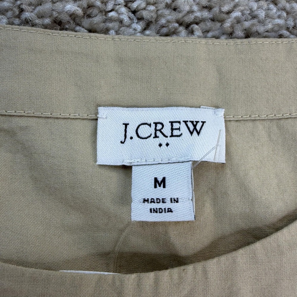 J.CREW Blouse Womens M Beige Short Sleeve Button Shoulder Cotton Stretch Top - Picture 2 of 8